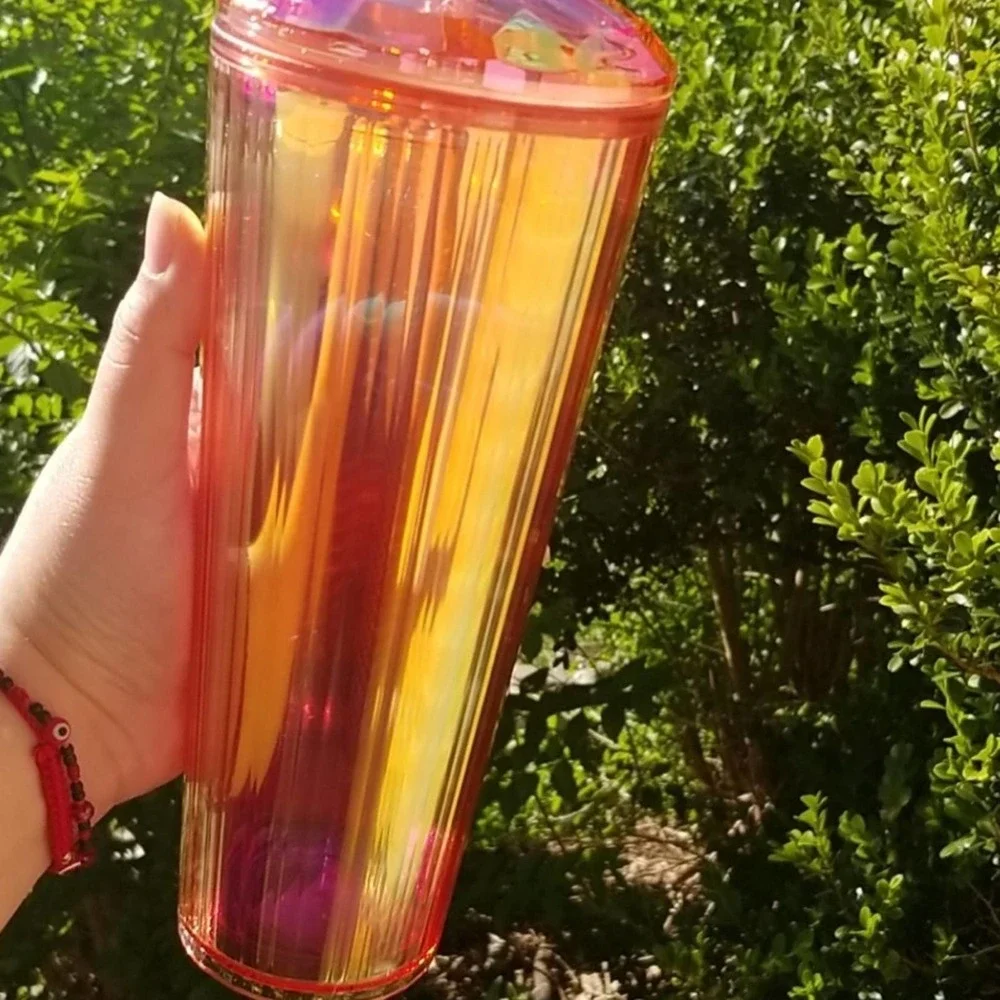 🆕 NWT Starbucks Collectable Iridescent Rose gold Pink Venti Iced Dome Tumbler